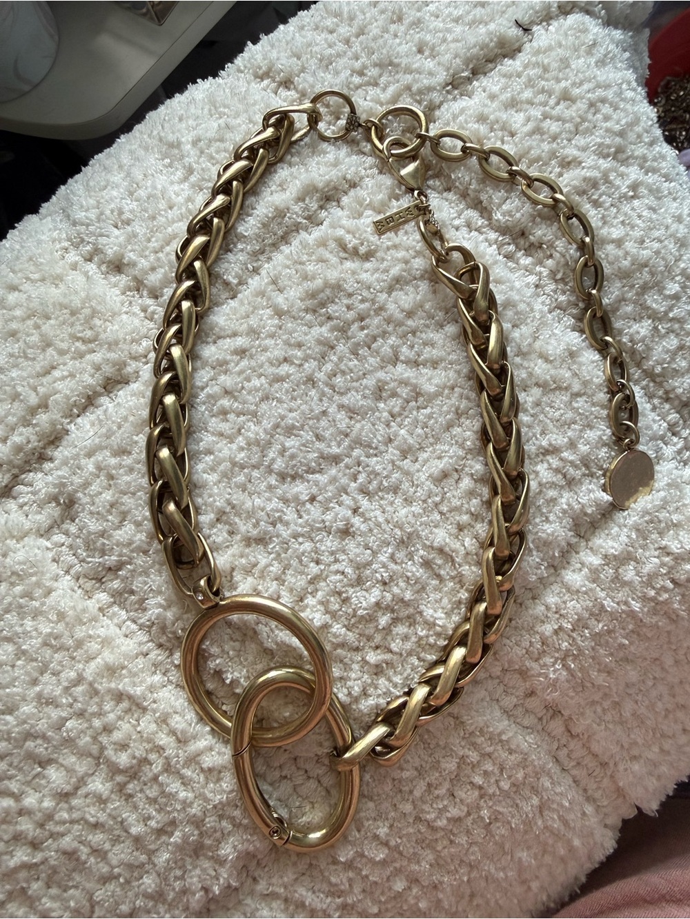 White House Black Market Gold Link Necklace with Interlocking Rings